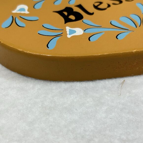 Vtg Wooden Heart Plaques "Bless Our Home" Rope Hanging Country Decor Cottagecore - Picture 9 of 9